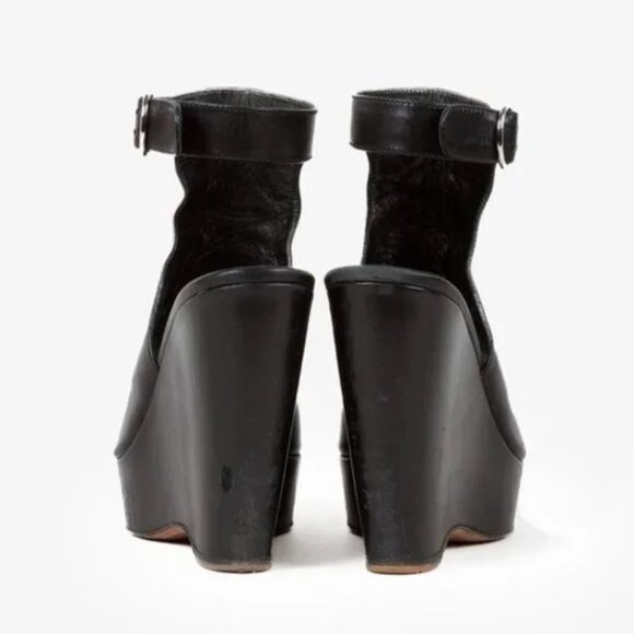 Prada Black Leather Peep-Toe Platform Sandals - Picture 3 of 10